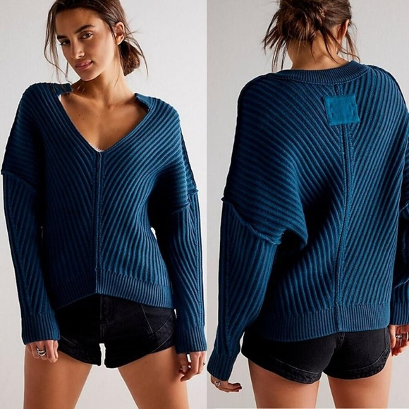 Free People We The Free Freeway V-Neck Sweater - Picture 1 of 7